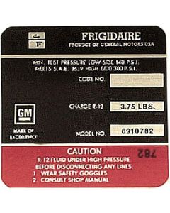 1971 Corvette Air Conditioning Decal Compressor	