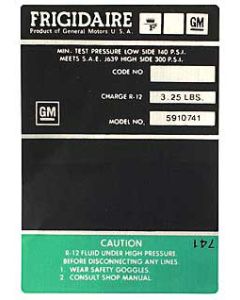 1969-1971 Corvette Air Conditioning Decal Compressor Green And Black	