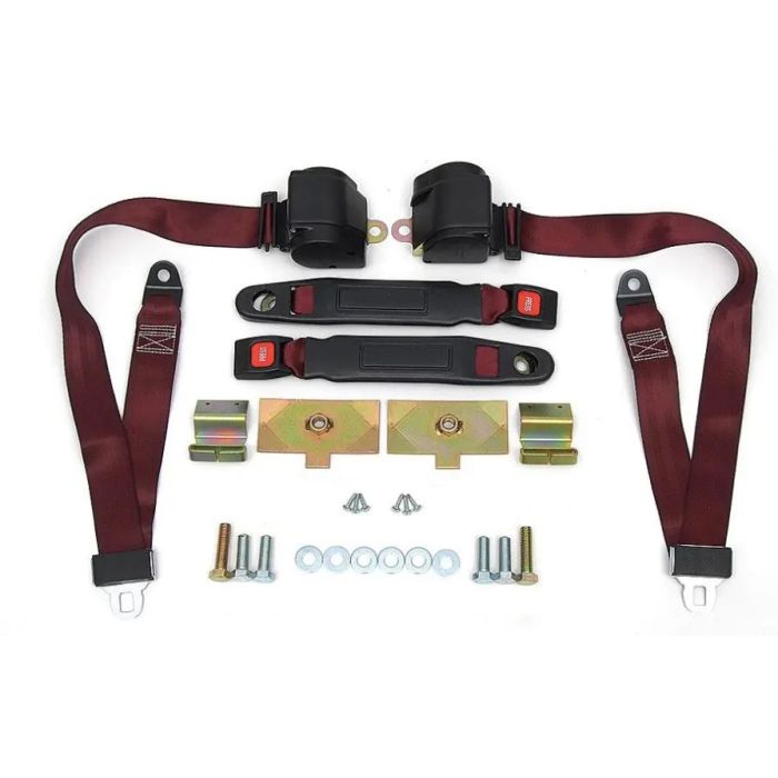 1973 1974 Corvette 3 Point Shoulder Harness And Seat Belt Kit Retractable Retrofit Burgundy